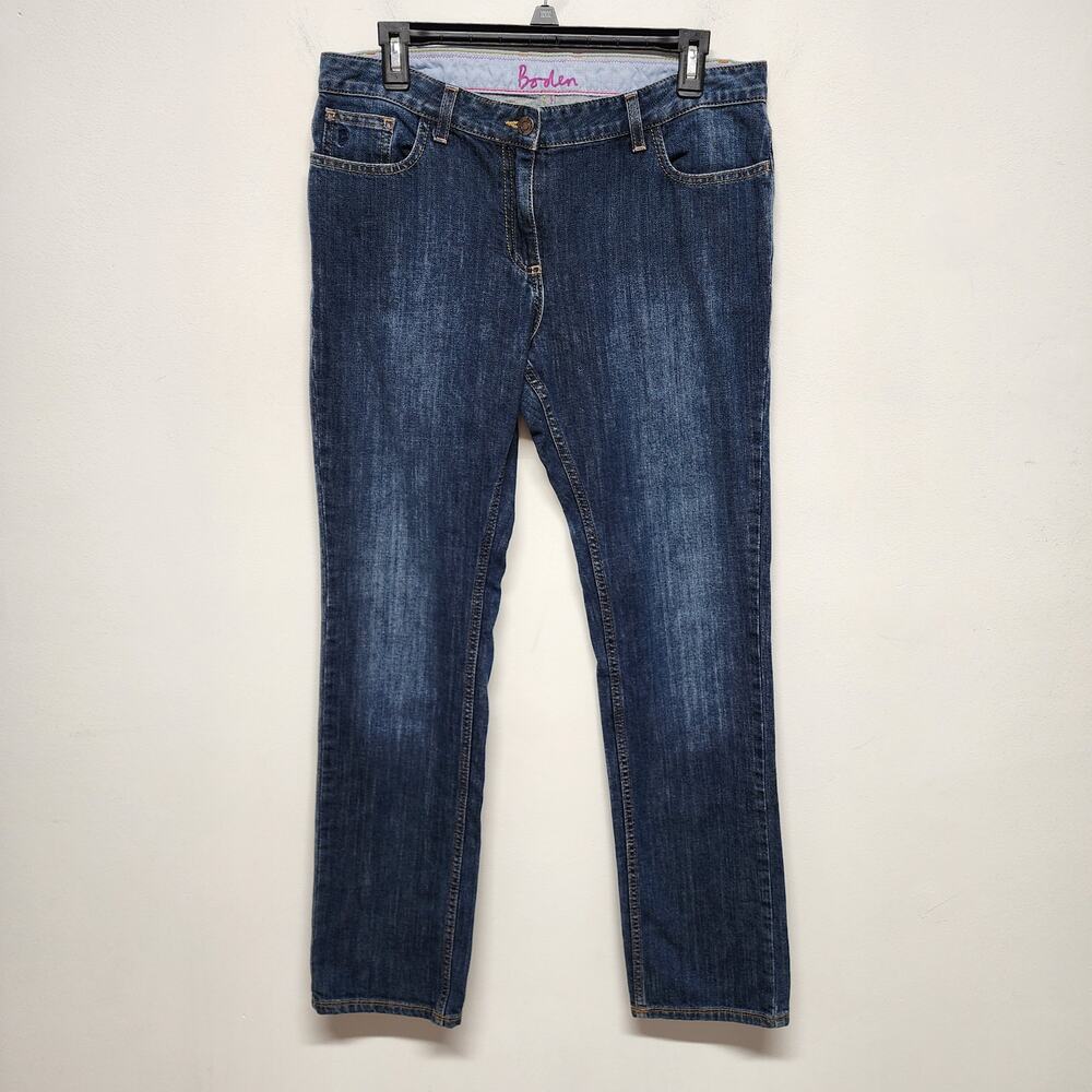 Boden Womens Straight Leg Jeans Size 10L Blue Mid Rise Cotton Blend Vtg WC074